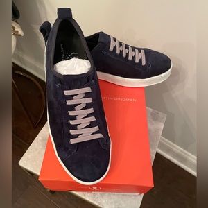 MARTIN DINGMAN SIGNATURE SHEEP SKIN WATER REPELLENT SUEDE LEATHER SHOES NAVY -10